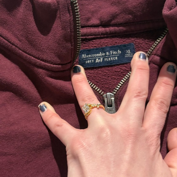 Abercrombie & Fitch maroon red quarter zip jacket fleece size XL - Picture 4 of 5